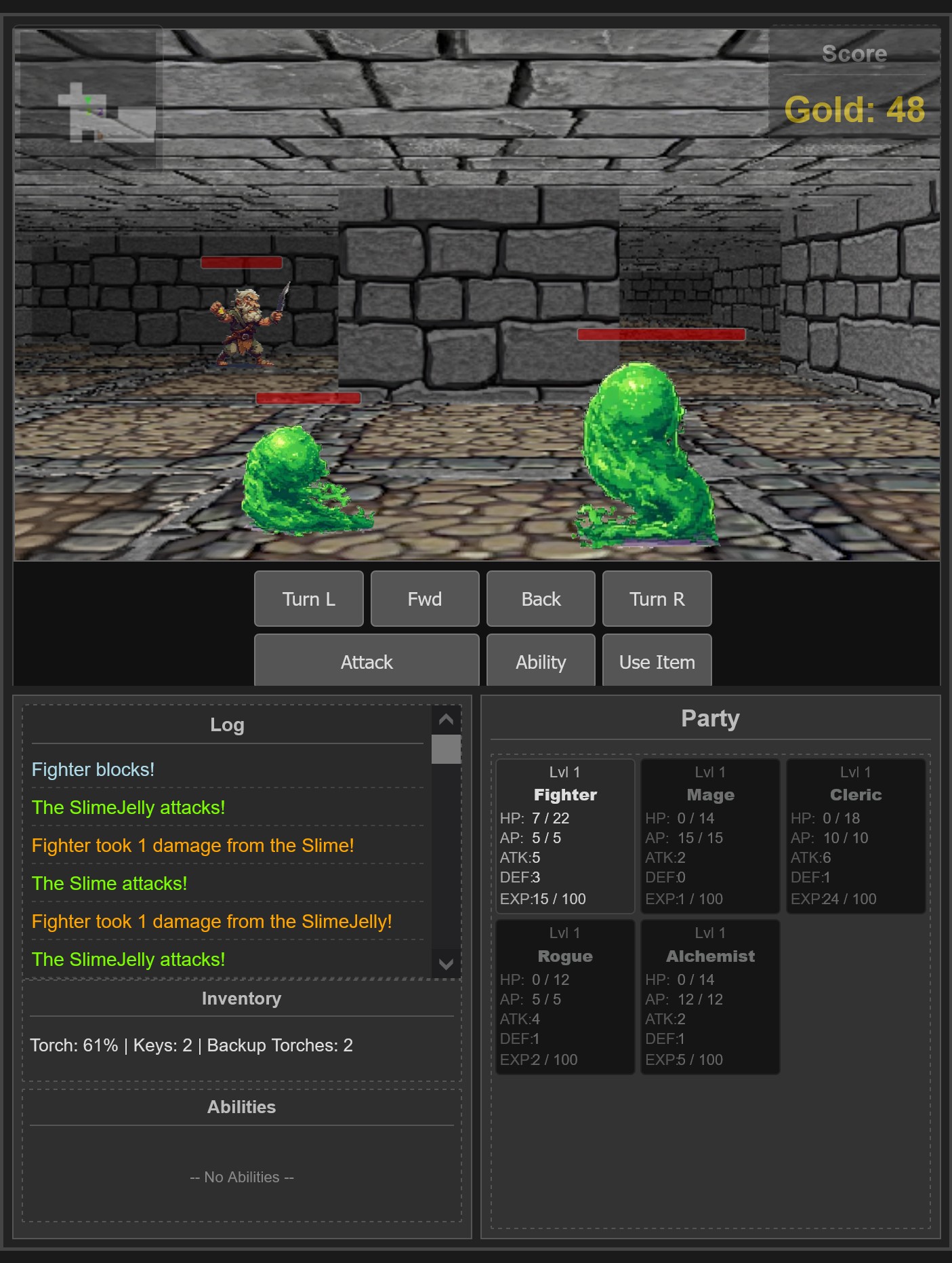 A portrait view of game GUI and environment.