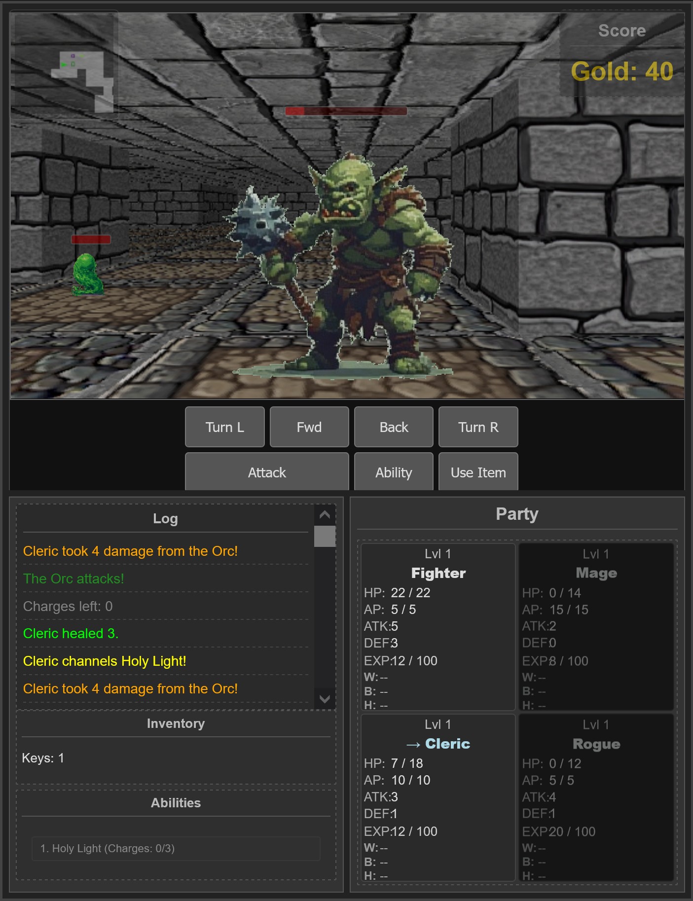 Combat with a Orc enemy